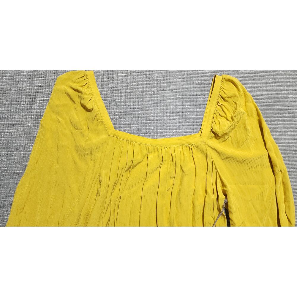 A New Day Mustard Yellow Square Neck Boho Blouse Women’s Size L NWT Pearl Button - Picture 3 of 13